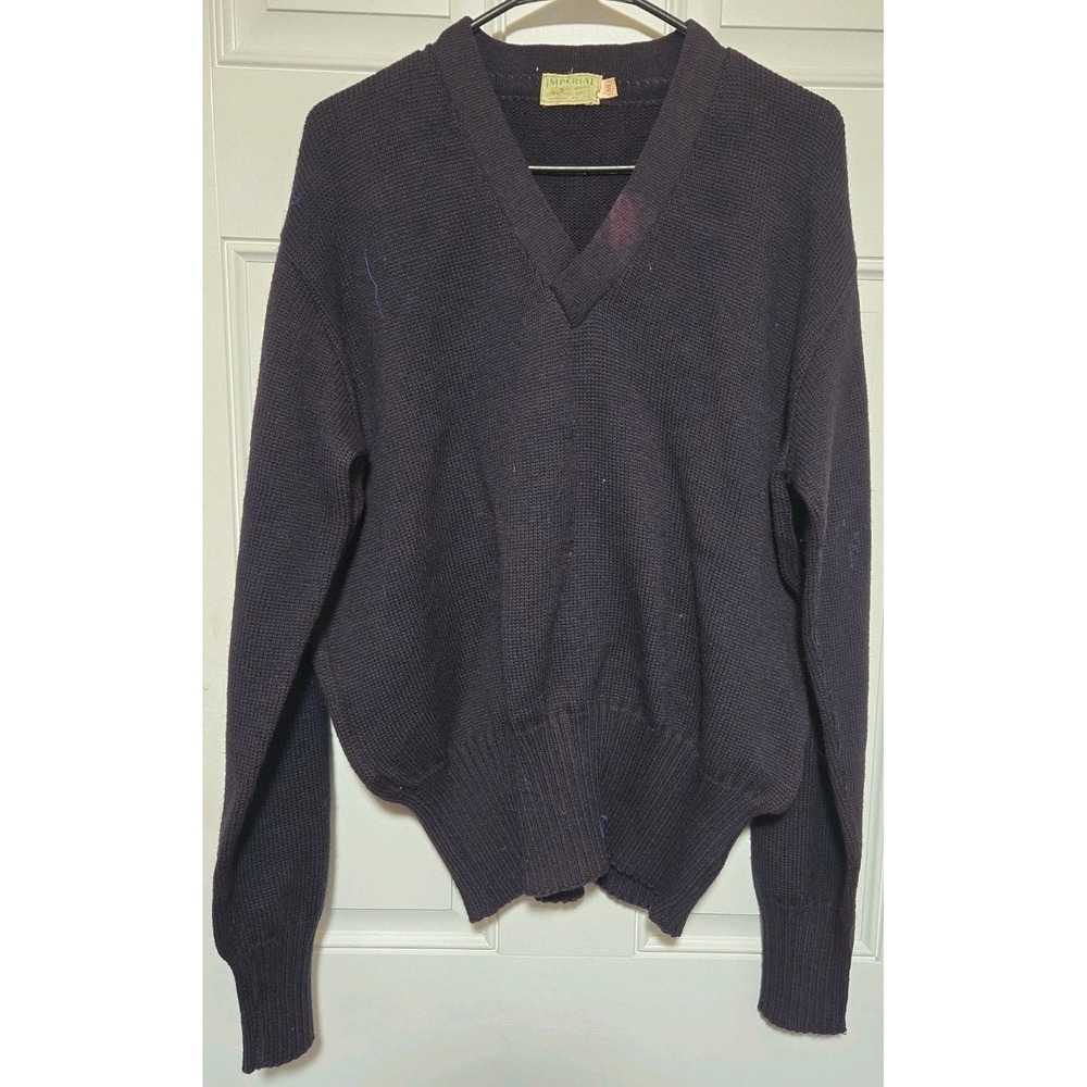 True Vintage Imperial Official Award 100% Wool Worsted Sz 48 Navy Blue *Repaired